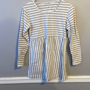 Grey and white striped long sleeve tunic size medium